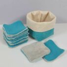 Coffret 10 carrés démaquillants lavable - Turquoise