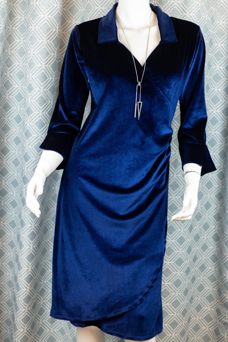 Robe velours bleu marine