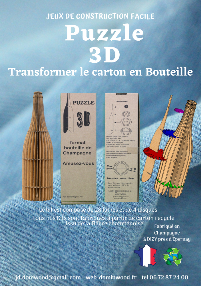 Puzzle 3d bouteille de champagne