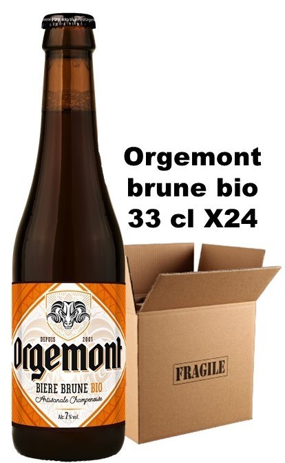 Carton 24 bouteilles bière Orgemont brune 7° bio 33 cl