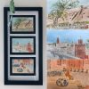 Triptyque d'aquarelles originales "Marrakech" peintes à la main. Format A6 carte postale.