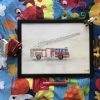 Aquarelle originale pour chambre d'enfants "un camion de pompier".
