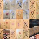 Choix de cartes florales , dessinées à la main sur papier kraft, livrées avec enveloppe