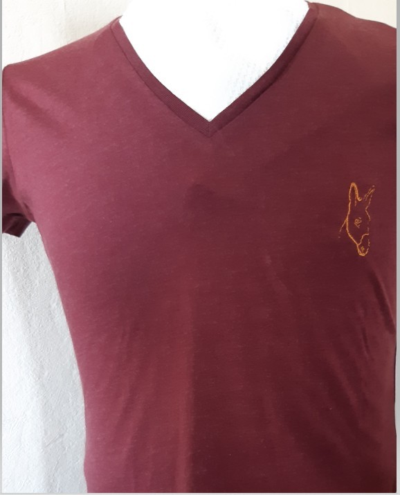 T-SHIRT COTON BORDEAUX COL V