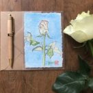 Cartes peintes à la main, la rose, livrées avec enveloppe